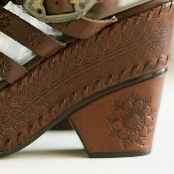 Ash Brown Wedge Sandals - Picture 7 of 12